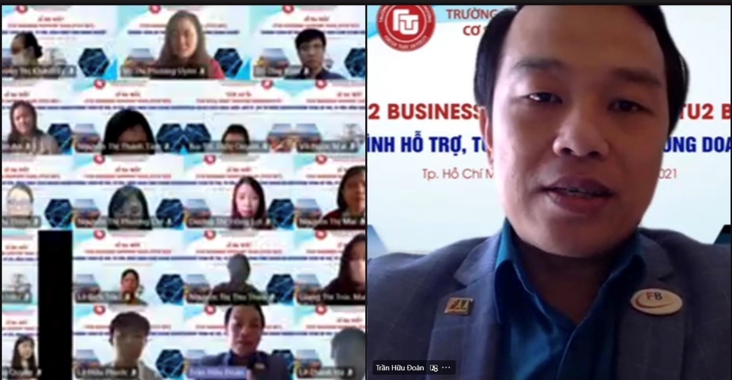 Ông Trần Hữu Đoàn – Phó chủ tịch doanh nhân Ngoại thương – Đại diện doanh nghiệp phát biểu