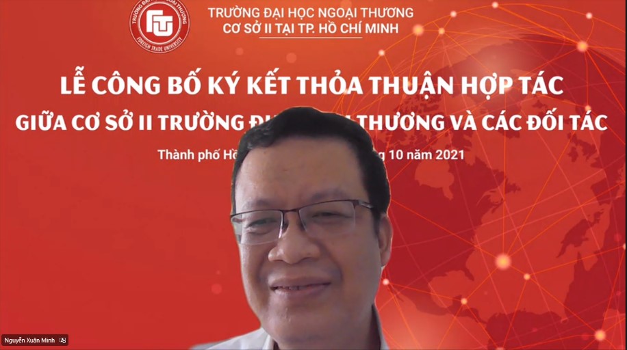 PGS, TS Nguyễn Xuân Minh – Giám đốc Cơ sở II Trường Đại học Ngoại thương phát biểu tại buổi lễ
